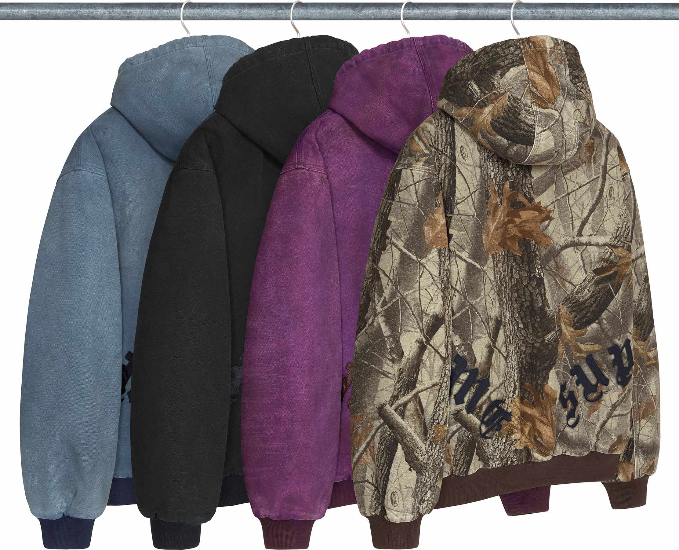 Leather Appliqué Hooded Work Jacket